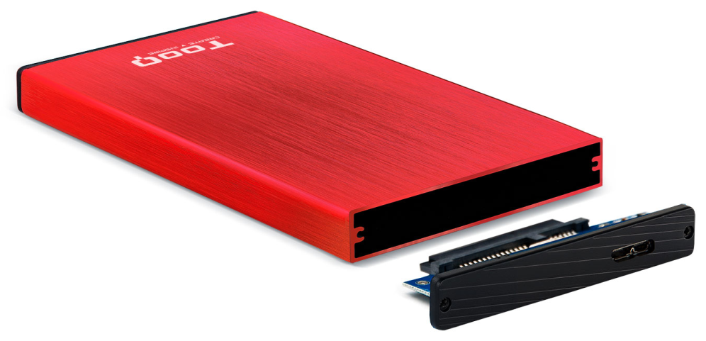 TooQ TQE-2527R caja para disco duro externo Caja de disco duro (HDD) Negro, Rojo 2.5''