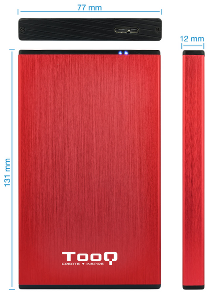 TooQ TQE-2527R caja para disco duro externo Caja de disco duro (HDD) Negro, Rojo 2.5''