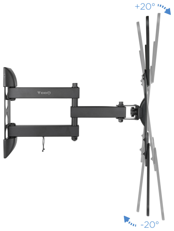 TooQ Soporte Giratorio e Inclinable para Monitor / TV LCD, Plasma de 23a- 55a, con Tres Pivotes, Negro