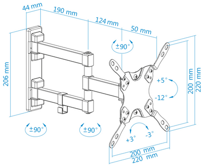 TooQ LP2142TNL-B soporte para TV 106,7 cm (42'') Negro