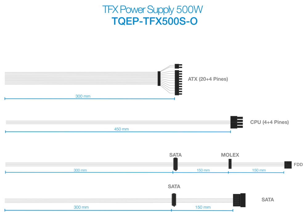 TooQ Ecopower II TFX OEM unidad de fuente de alimentacion 500 W 20+4 pin ATX Plata