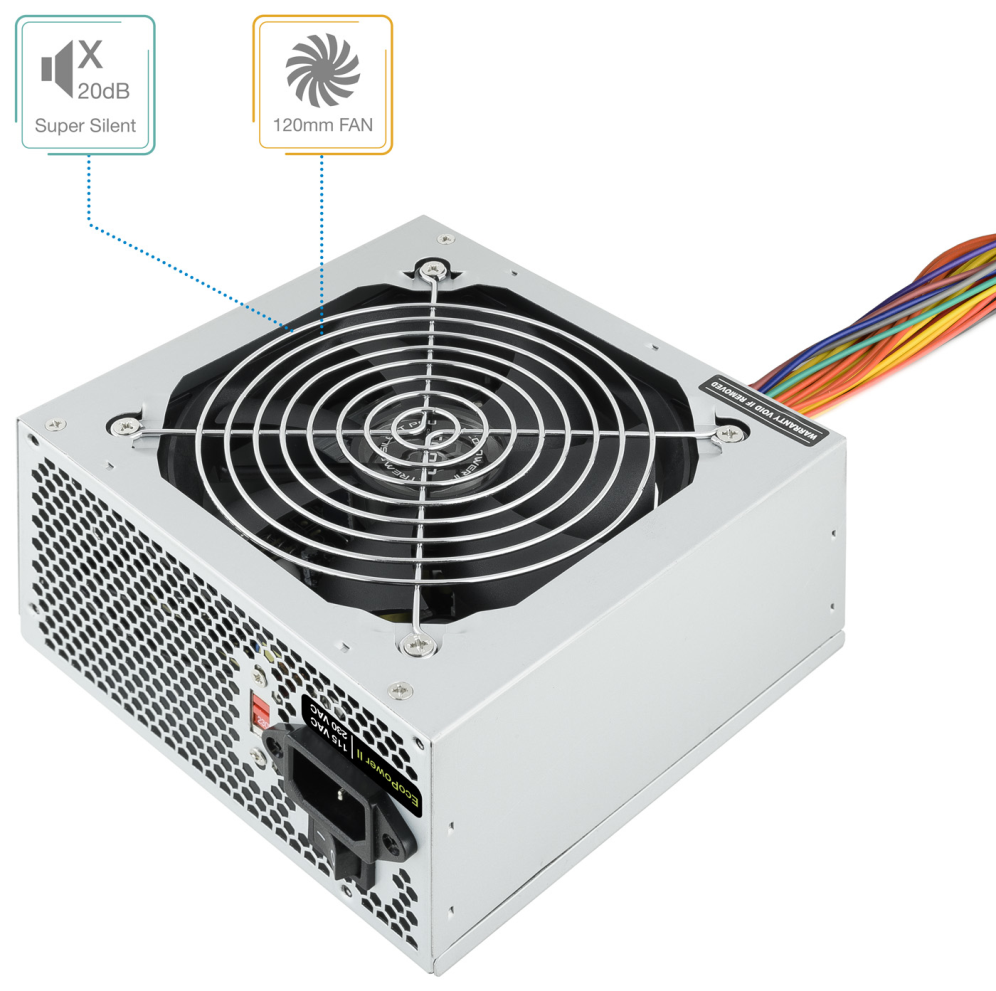 TooQ TQEP-500S-INT unidad de fuente de alimentacion 500 W 24-pin ATX ATX Plata