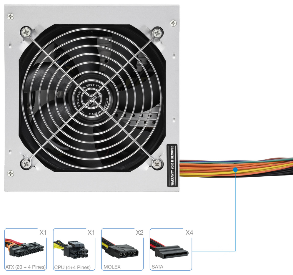 TooQ TQEP-500S-INT unidad de fuente de alimentacion 500 W 24-pin ATX ATX Plata