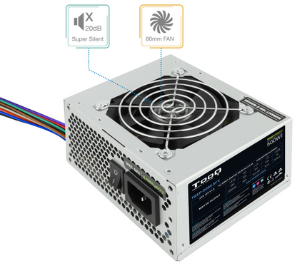 TooQ Fonte Ecopower II unidad de fuente de alimentacion 500 W 20+4 pin ATX SFX Plata