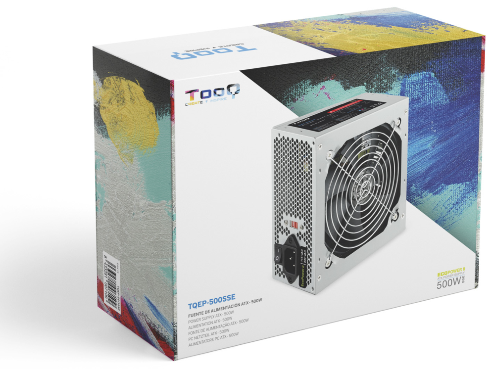 TooQ TQEP-500SSE unidad de fuente de alimentacion 500 W 24-pin ATX ATX Plata