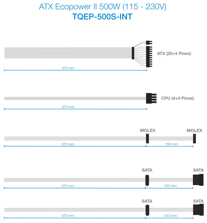TooQ TQEP-500S-INT unidad de fuente de alimentacion 500 W 24-pin ATX ATX Plata