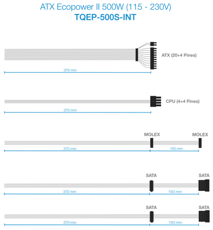 TooQ TQEP-500S-INT unidad de fuente de alimentacion 500 W 24-pin ATX ATX Plata