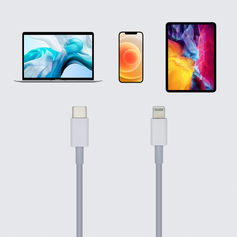 AISENS Cable USB 2.0 USB-? A Lightning PD 2A, Lightning/M-USB-?/M, Blanco, 20cm