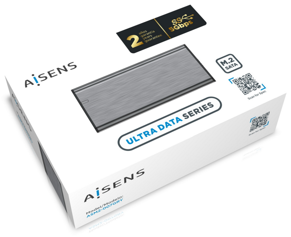 AISENS Caja Externa M.2 (NGFF) ASM2-007GRY SATA A USB3.1 Gen1, Gris