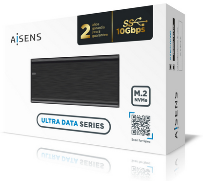 AISENS Caja Externa M.2 (NGFF) ASM2-008B NVMe a USB3.2 Gen2, Negra