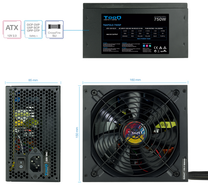 TooQ TQAPOLO-750SP unidad de fuente de alimentacion 750 W 20+4 pin ATX ATX Negro