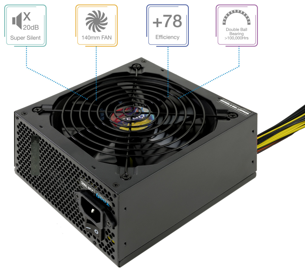 TooQ TQAPOLO-600SP unidad de fuente de alimentacion 600 W 20+4 pin ATX ATX Negro