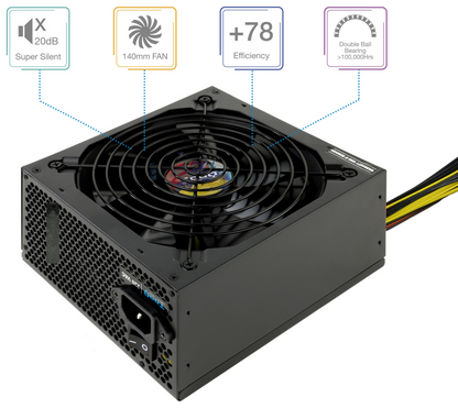 TooQ TQAPOLO-600SP unidad de fuente de alimentacion 600 W 20+4 pin ATX ATX Negro