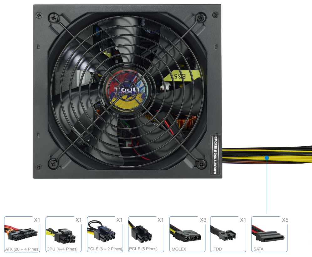TooQ TQAPOLO-600SP unidad de fuente de alimentacion 600 W 20+4 pin ATX ATX Negro