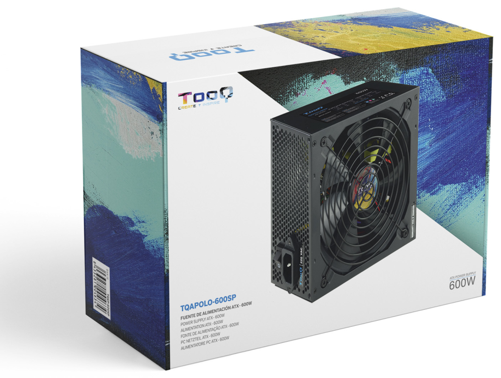 TooQ TQAPOLO-600SP unidad de fuente de alimentacion 600 W 20+4 pin ATX ATX Negro