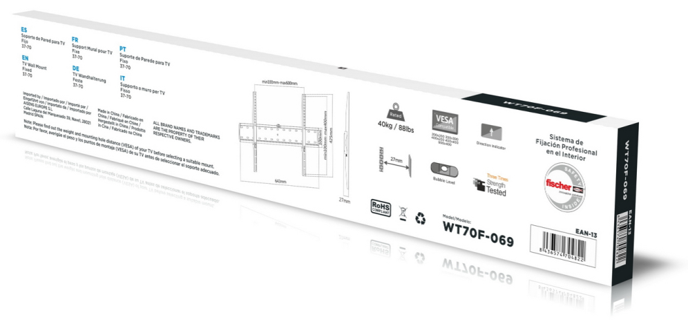AISENS Soporte Eco Ultra Delgado Para Monitor/?? 40kg De 37-70, Negro