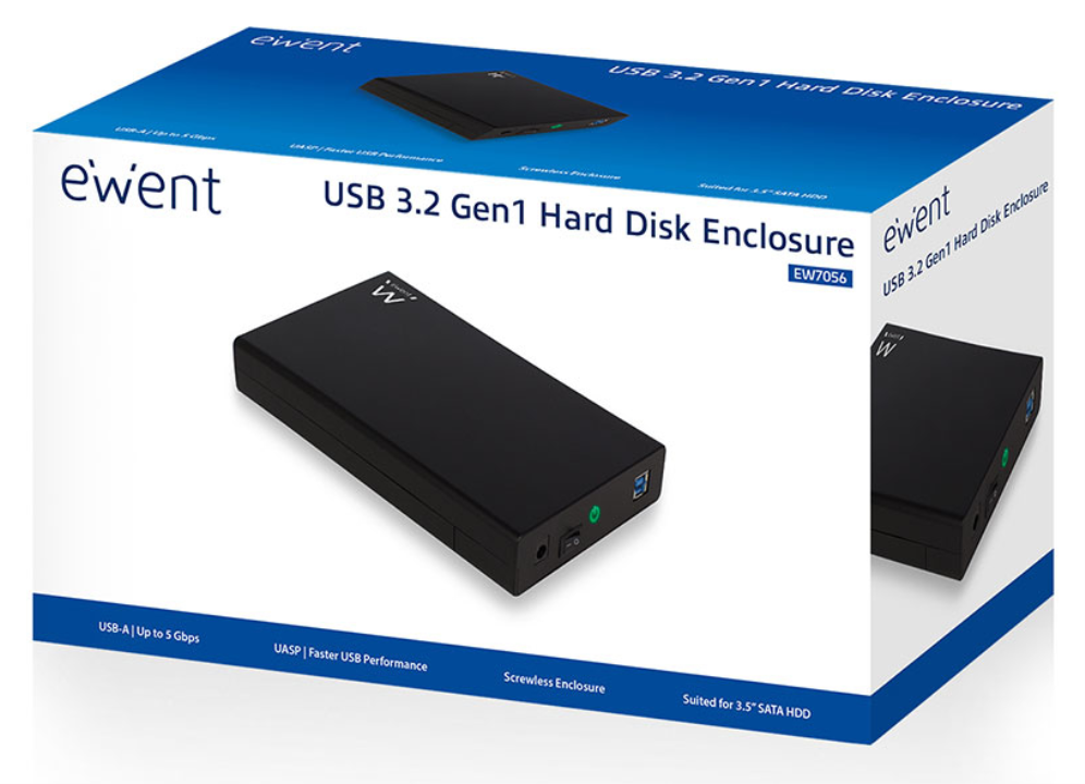 Ewent EW7056 caja para disco duro externo Caja de disco duro (HDD) Negro 3.5''