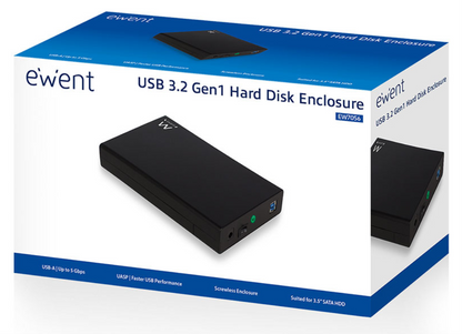 Ewent EW7056 caja para disco duro externo Caja de disco duro (HDD) Negro 3.5''