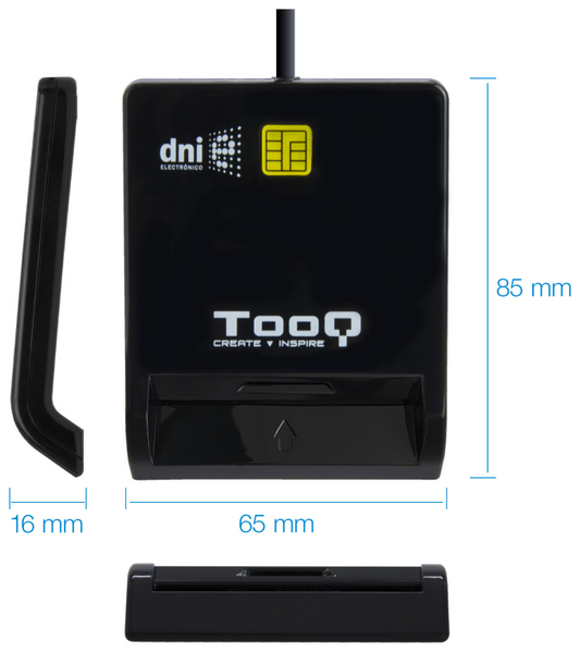 TooQ Lector de Tarjetas Inteligentes DNIe SIM USB-C, Negro