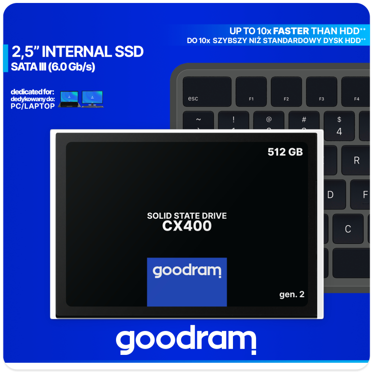 Goodram CX400 gen.2 512 GB 2.5'' Serial ATA III 3D TLC NAND