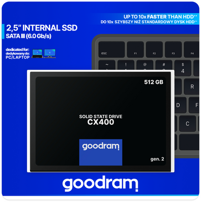 Goodram CX400 gen.2 512 GB 2.5'' Serial ATA III 3D TLC NAND