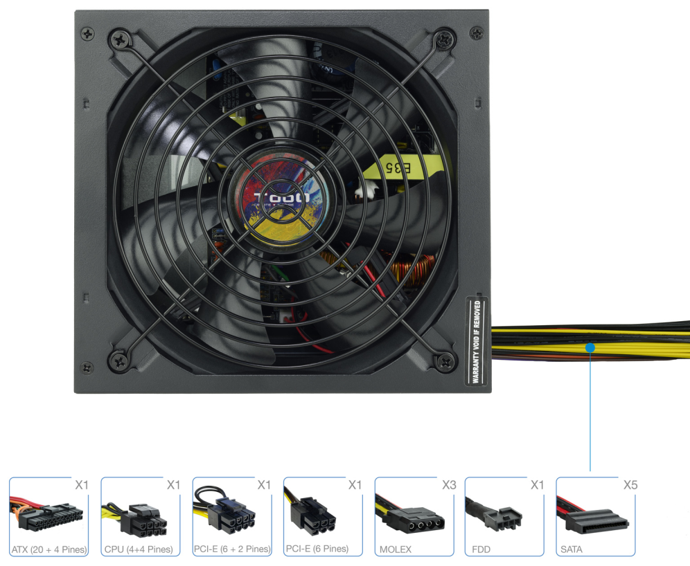 TooQ TQAPOLO-700SP unidad de fuente de alimentacion 700 W 20+4 pin ATX ATX Negro