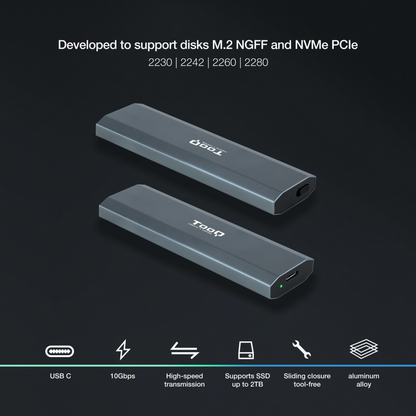 TooQ Shura Caja externa para unidad de estado solido (SSD) Gris M.2