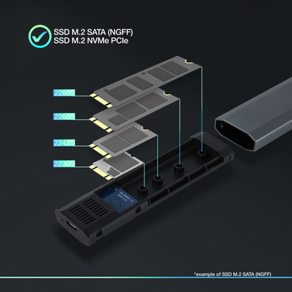 TooQ Shura Caja externa para unidad de estado solido (SSD) Gris M.2