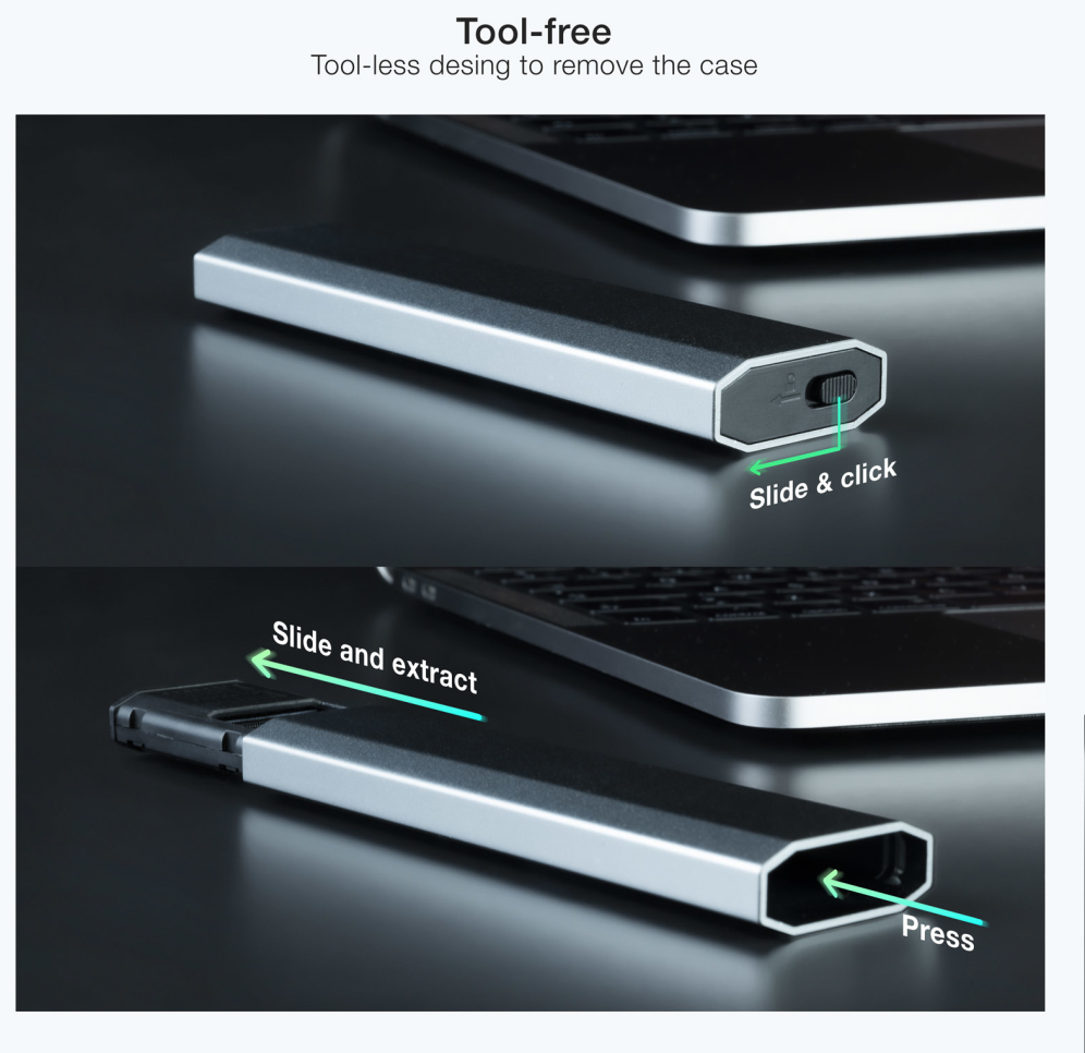 TooQ Shura Caja externa para unidad de estado solido (SSD) Gris M.2