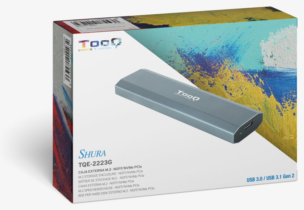 TooQ Shura Caja externa para unidad de estado solido (SSD) Gris M.2