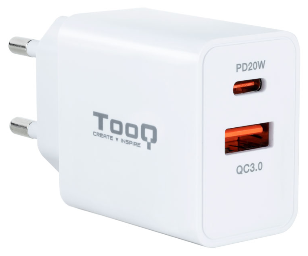 TooQ TQWC-2SC04WT cargador de dispositivo movil Universal Blanco Corriente alterna Carga rapida Interior