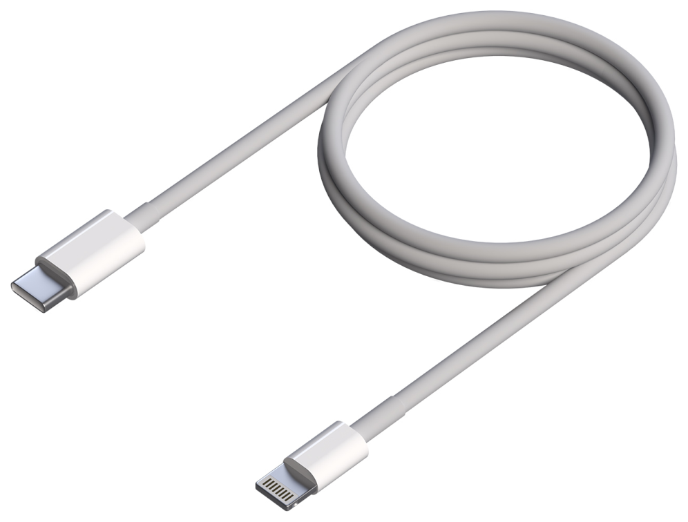 AISENS Cable USB 2.0 USB-C A Lightning PD 2A, Lightning/M-USB-C/M, Blanco, 0.5 m