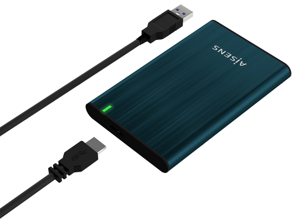 AISENS Caja Externa 2.5'' ASE-2525PB 9.5 mm SATA A USB 3.0/USB 3.1 Gen1, Azul Pacifico