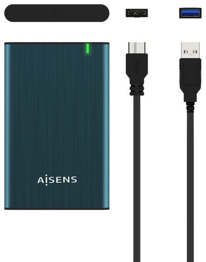 AISENS Caja Externa 2.5'' ASE-2525PB 9.5 mm SATA A USB 3.0/USB 3.1 Gen1, Azul Pacifico