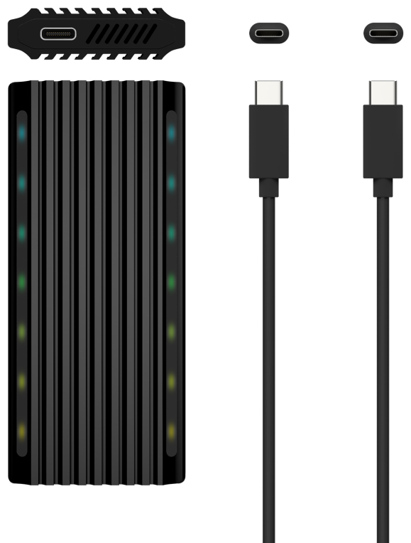 AISENS Caja Externa M.2 RGB Gaming ASM2-RGB012B SATA/NVMe A USB3.1 Gen2, Negra
