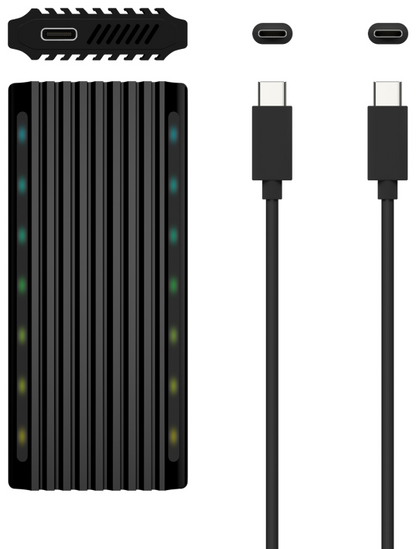 AISENS Caja Externa M.2 RGB Gaming ASM2-RGB012B SATA/NVMe A USB3.1 Gen2, Negra