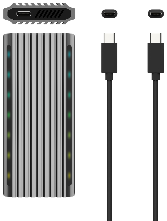 AISENS Caja Externa M.2 RGB Gaming ASM2-RGB011GR SATA/NVMe A USB3.1 Gen2, Gris