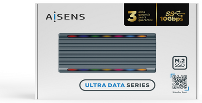AISENS Caja Externa M.2 RGB Gaming ASM2-RGB011GR SATA/NVMe A USB3.1 Gen2, Gris