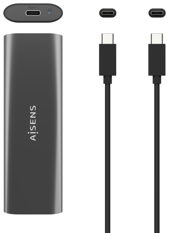 AISENS ASM2-015GR caja para disco duro externo Caja externa para unidad de estado solido (SSD) Gris M.2