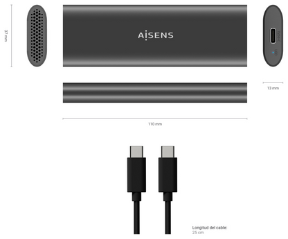 AISENS ASM2-015GR caja para disco duro externo Caja externa para unidad de estado solido (SSD) Gris M.2