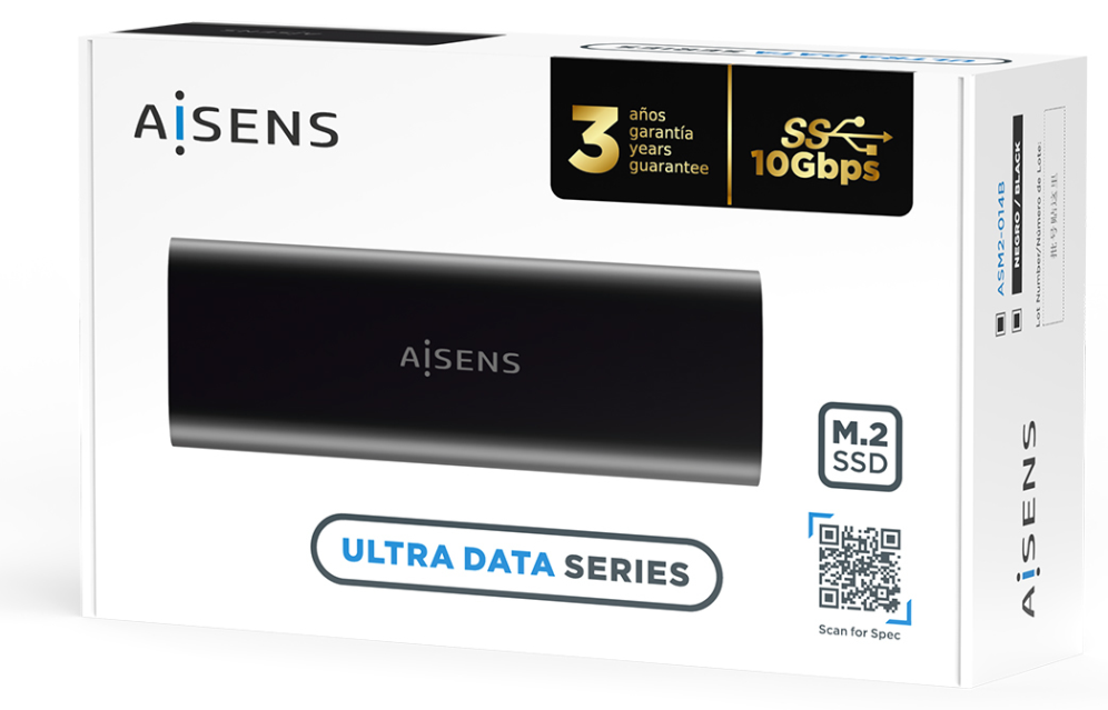 AISENS Caja Externa M.2 (NGFF) ASM2-014B SATA/NVMe A USB3.1 Gen2, Negro