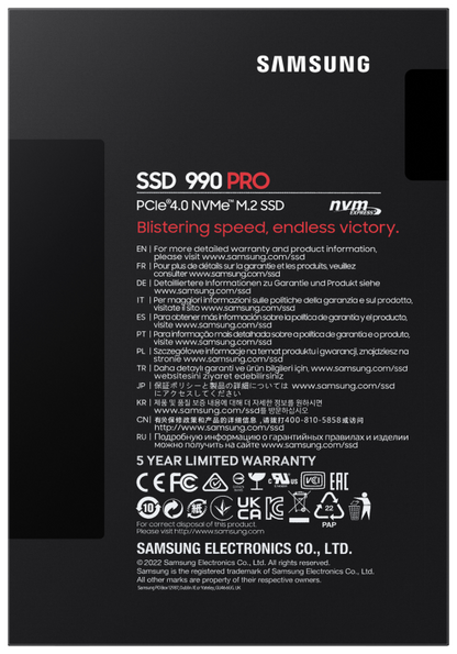 Samsung 990 PRO 2 TB M.2 PCI Express 4.0 NVMe V-NAND MLC