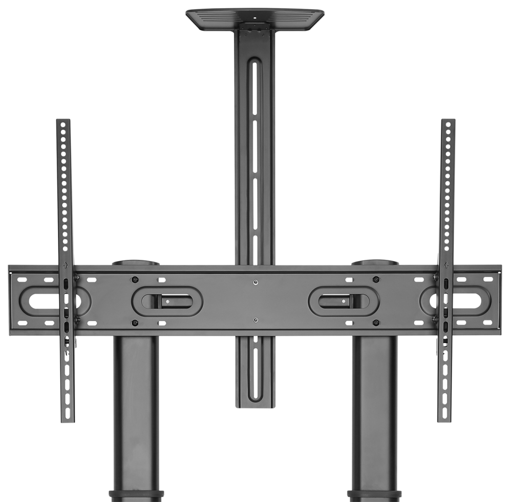 AISENS Soporte de Suelo ECO con Ruedas y Manivela, Bandeja para DVD y Soporte de Camara para Monitor/TV 100Kg de 60-100, Negro