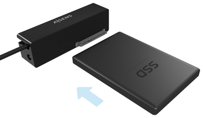 AISENS Adaptador ASE-35C02B SATA a USB-C USB 3.0/USB3.1 GEN1 para Discos Duros 2.5'' y 3.5'' con Alimentador, Negro