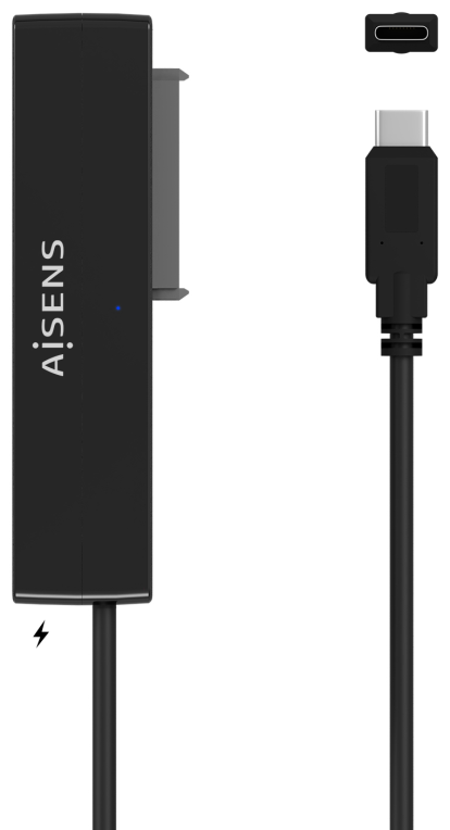 AISENS Adaptador ASE-35C02B SATA a USB-C USB 3.0/USB3.1 GEN1 para Discos Duros 2.5'' y 3.5'' con Alimentador, Negro