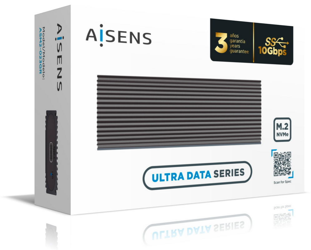 AISENS Caja Externa M.2 (NGFF) ASM2-023GR NVMe A USB3.2 Gen2, Gris