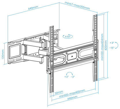 TooQ Soporte de pared para pantallas 32a- 70a