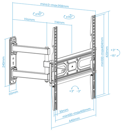 TooQ Soporte de pared para pantallas 32a- 55a
