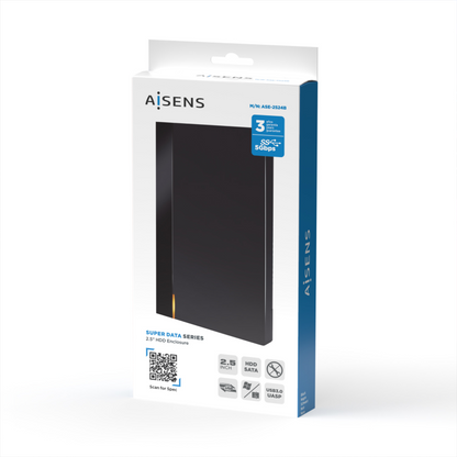 AISENS Caja Externa 2,5? ASE-2524B 9.5mm SATA a USB 3.0/USB3.1 Gen1, Negra