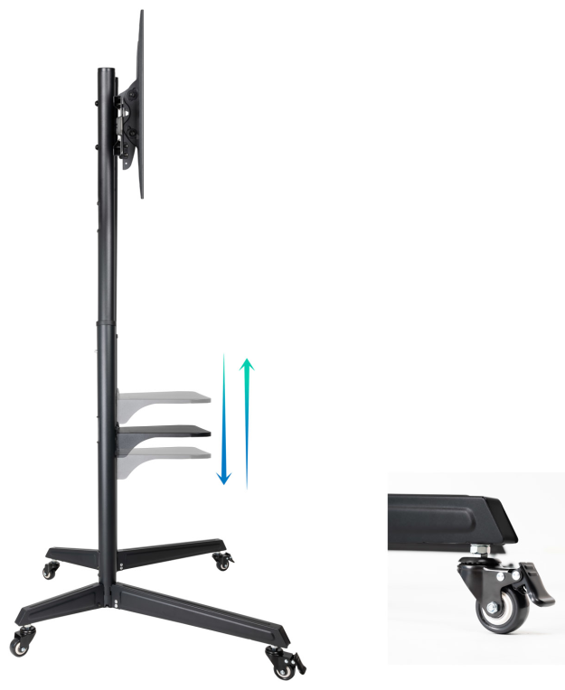 TooQ RAMSAS Soporte de Suelo con Ruedas para Pantallas 37''- 70'', Negro
